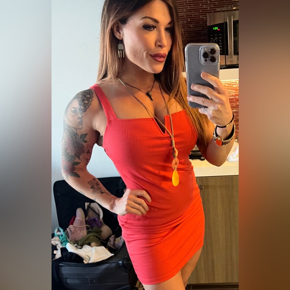 Red mini dress